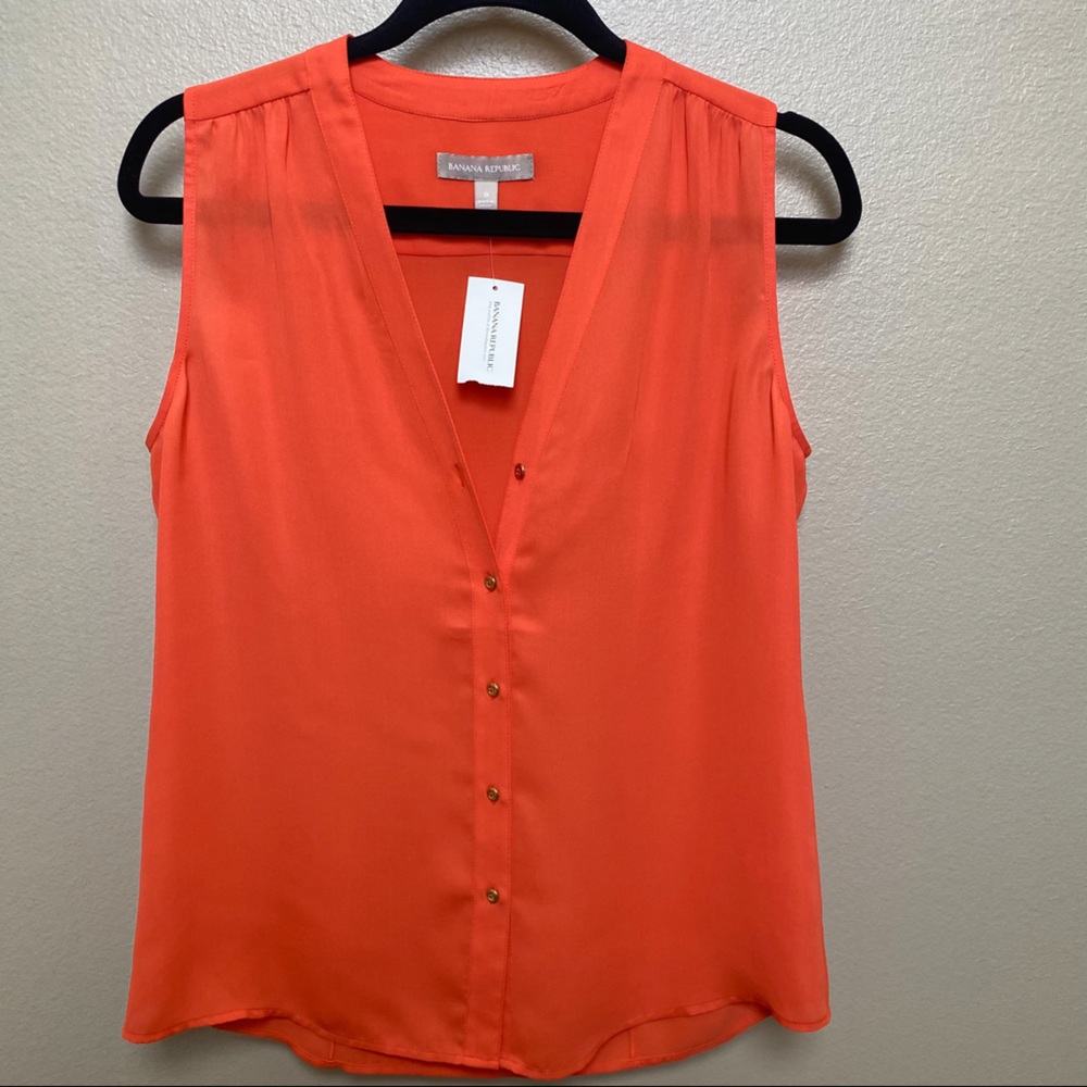 Banana Republic Orange Button Up Tank Top